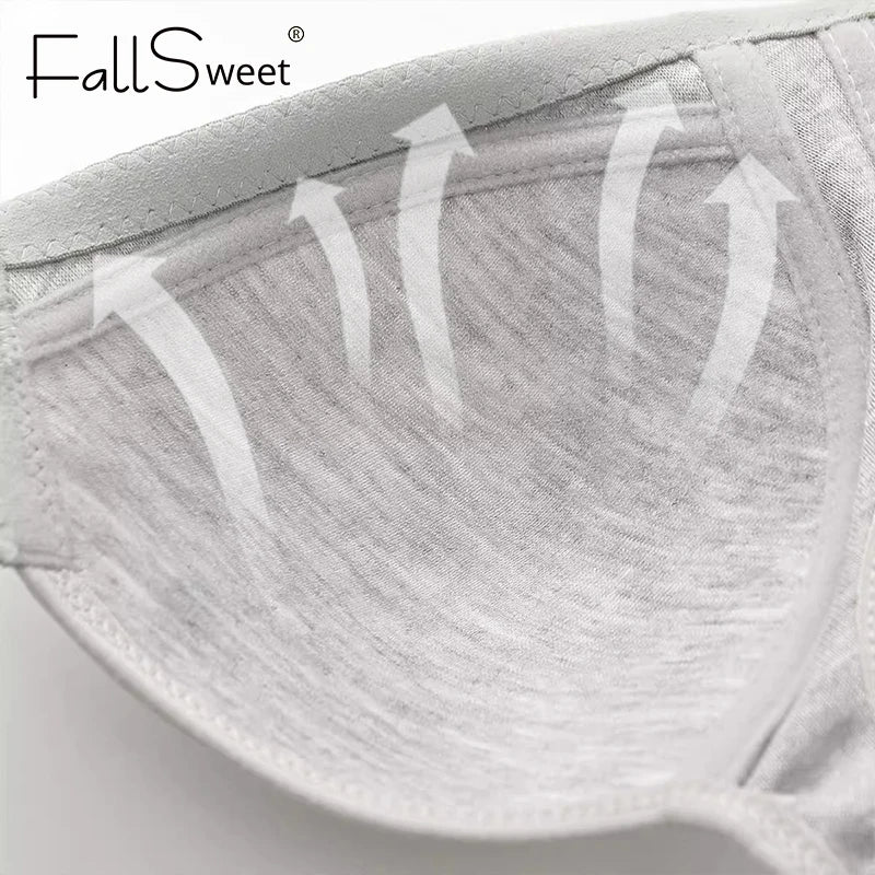 Fallsweet Wire Free Brassiere Seamless Solid Push Up Mold Cup Bralette