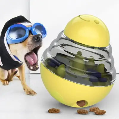 Interactive Dog Toy with Slow Food Dispenser IQ Treat Ball - Yellow-2