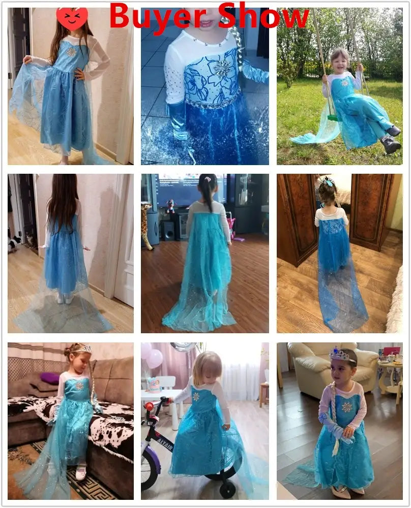 Elsa Costume for Girls – Long Sleeve Princess Dress for Cosplay