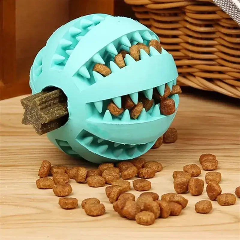 Interactive Dog Toy Ball for Chewing and Treat Feeding in Rubber