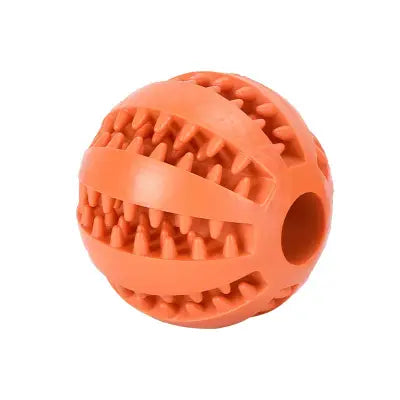 Interactive Dog Toy Ball for Chewing and Treat Feeding in Rubber - Orange / 5CM