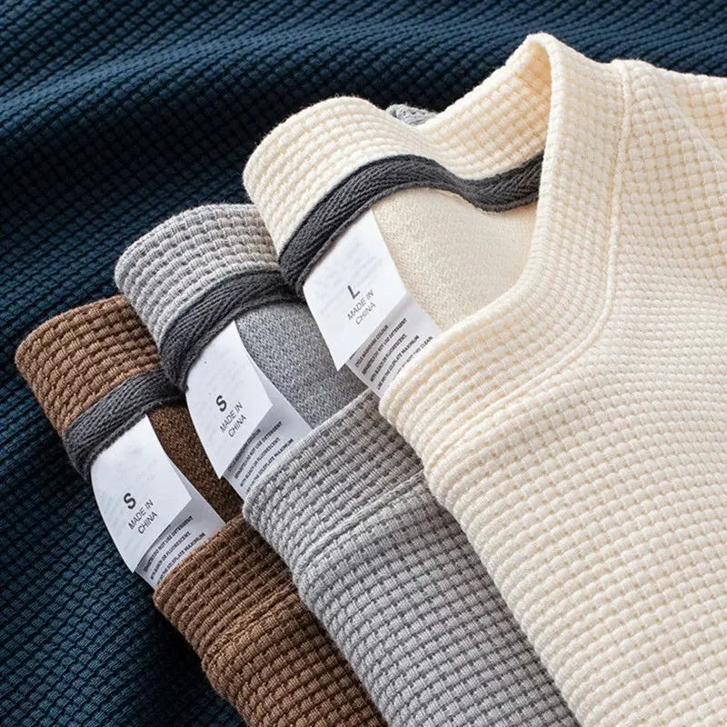 Waffle Short Sleeve T Shirt Unisex Loose Fit Casual Japanese Style