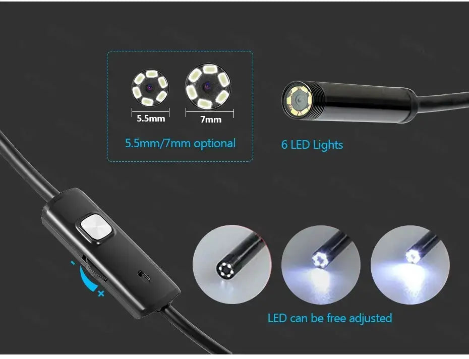 7MM Android Endoscope Camera USB Waterproof Borescope for Versatile