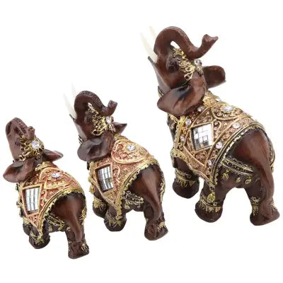 Feng Shui Elephant Statue in Wood Grain for Wealth and Prosperity Decor