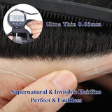 Mens Toupee Human Hair Piece Thin Skin V Loop Natural Hairline