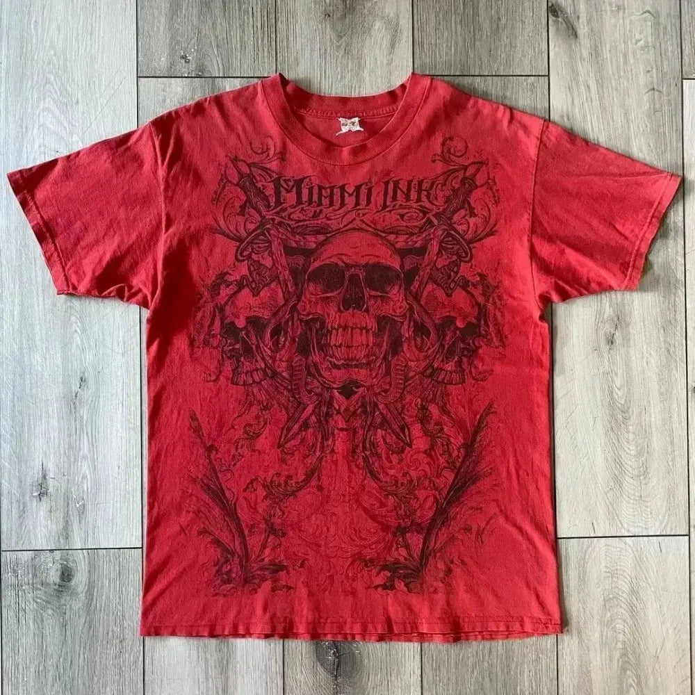 Y2K Retro Punk Hip Hop Printed T-shirt Oversized Type Fashion Top