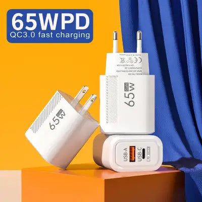 65W USB C GaN Fast Charging Wall Charger for Quick Charge Devices