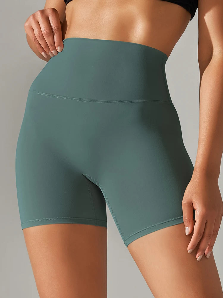 High Waist Yoga Shorts Quick Drying Fitness Workout Length