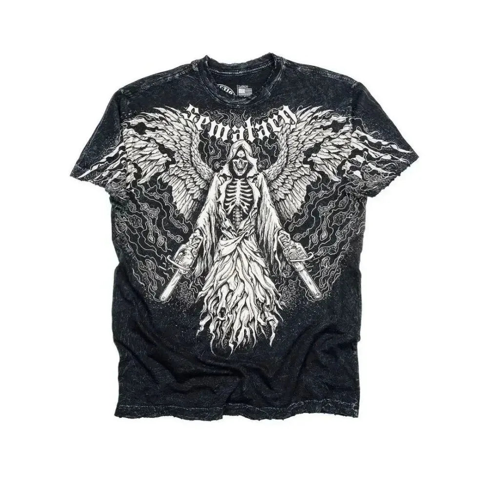 Y2K Retro Punk Hip Hop Printed T-shirt Oversized Type Fashion Top