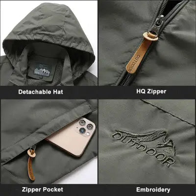 Men’s Waterproof Hooded Windbreaker Tactical Jacket for Outdoor