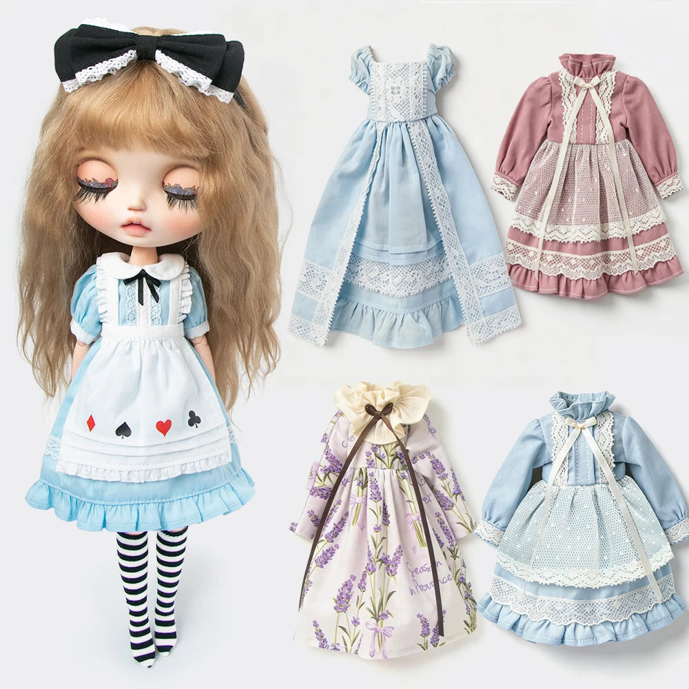 Blythe Clothes Vintage Lace Maid Set for YMY OB22 Doll Accessories