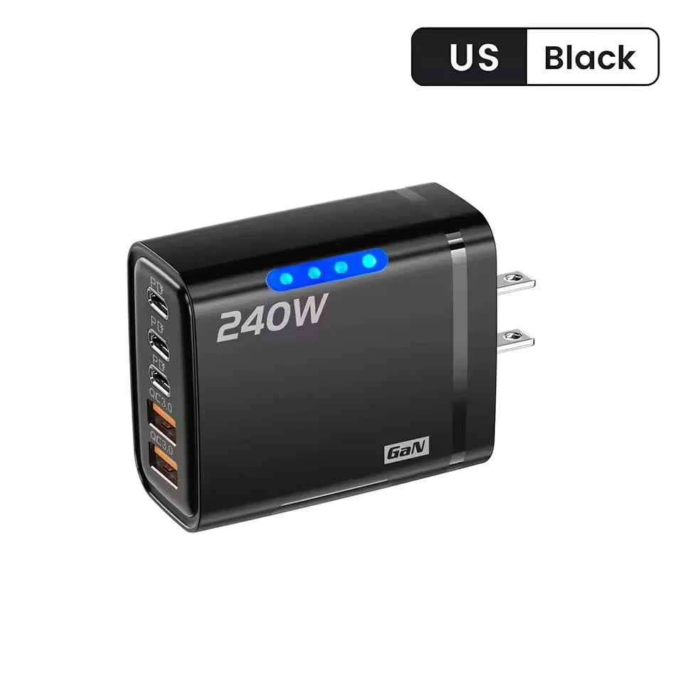 240W GaN USB C Charger 5 in 1 Adapter for Fast Charging Multi Devices