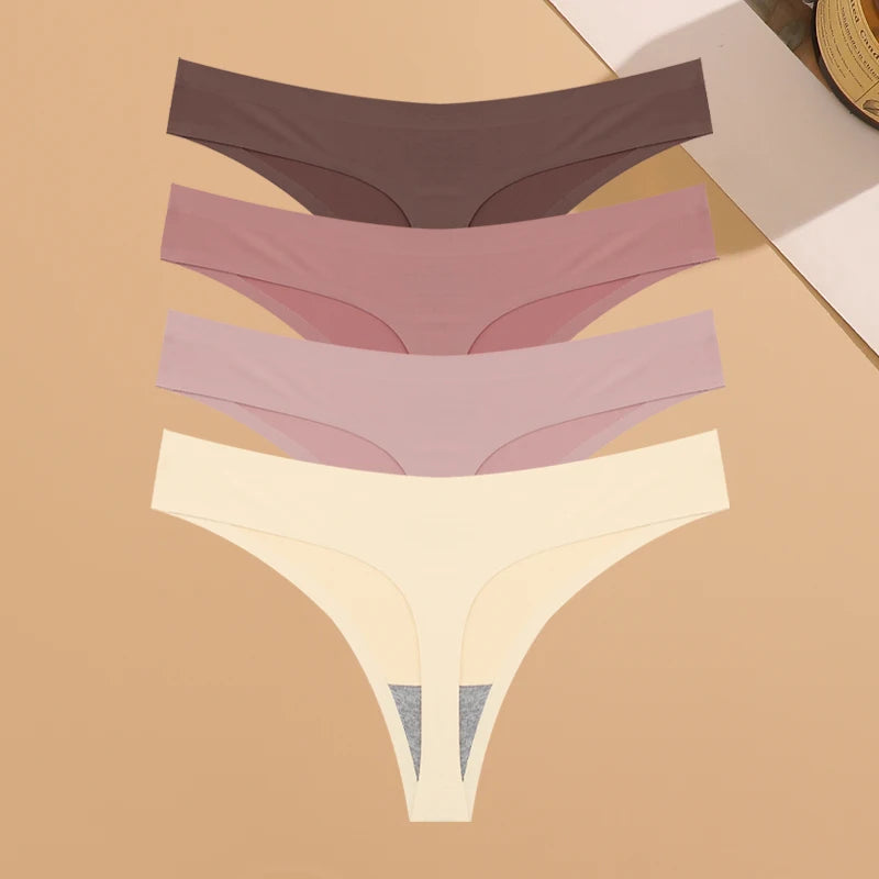 Seamless Ice Silk Underwear Panties 4PCS Stretchy Breathable Bikini