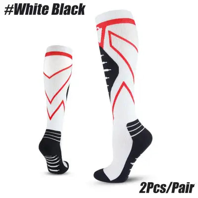 Calf Compression Sleeves 20-30mmHg for Running and Shin Splints - White Black / S/M