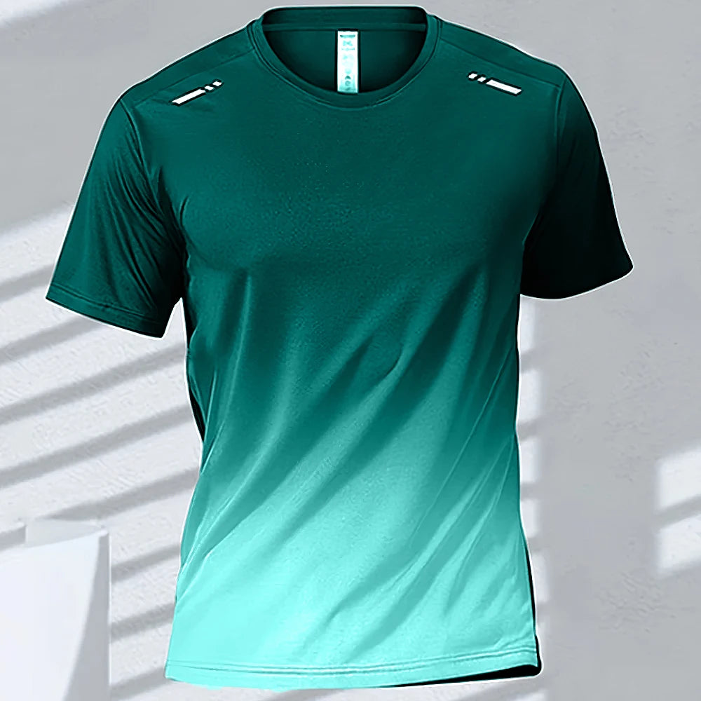 Quick Drying Men's Sports T-Shirt Gradient Short Sleeve Workout Tee