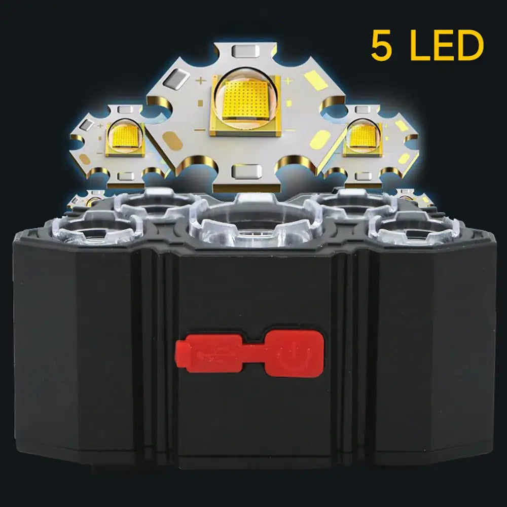 LED Rechargeable Flashlight with Built-in Battery for Strong Light Headlamp