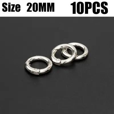 10pcs Metal Ring Spring Clasps for DIY Jewelry and Keychain Hooks - silver 20mm