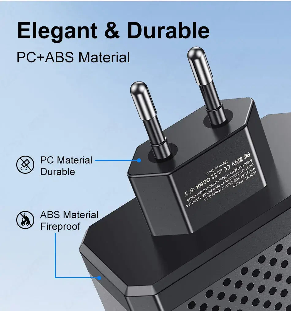 USLION 6-in-1 USB Charger QC3.0 with Fast Charge Protocols