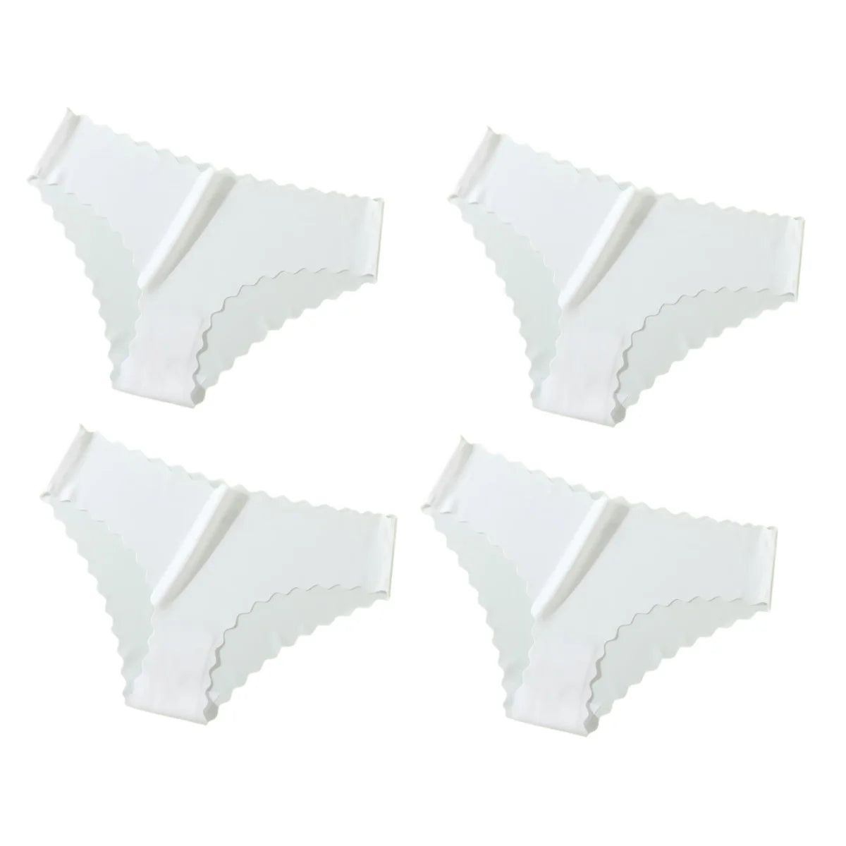 Seamless Panties 4Pcs Ice Silk XS-XL Set Scalloped Edge No Show Lingerie
