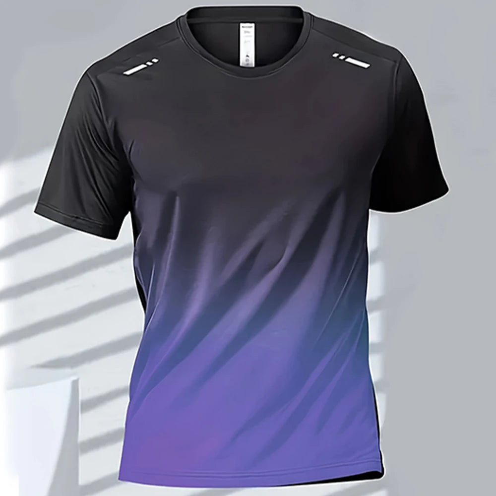 Quick Drying Men's Sports T-Shirt Gradient Short Sleeve Workout Tee