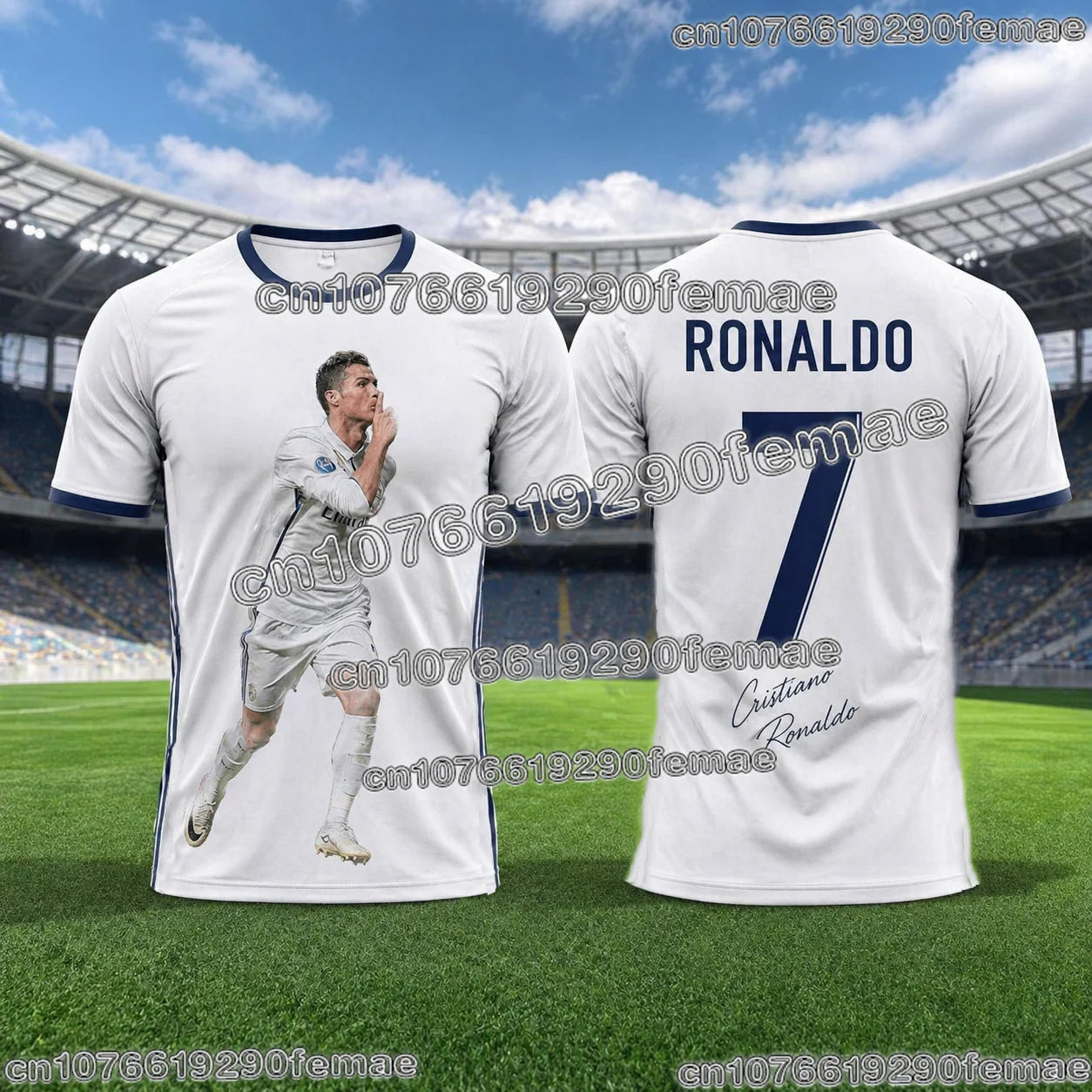 Ronaldo No.7 Football Jersey Oversized Size Training Uniform Sportswear