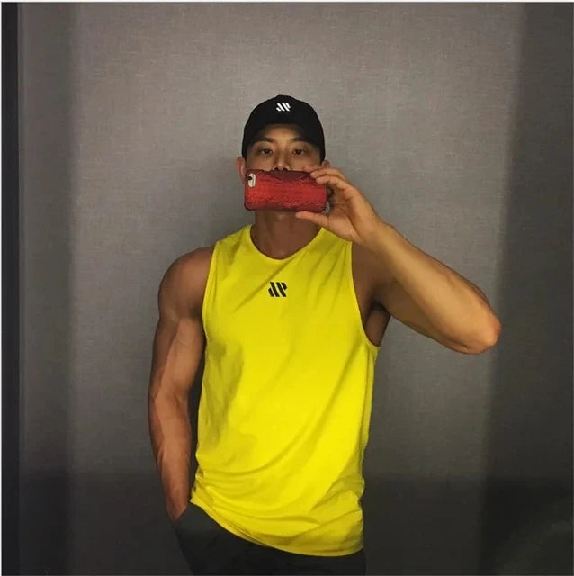 Men Mesh Fitness Tops Breathable Gym Running Vest