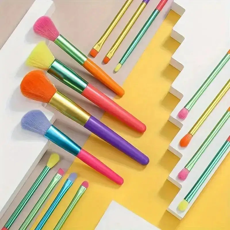 Rainbow Color Makeup Brush Set – 15-Piece Professional Makeup Brushes