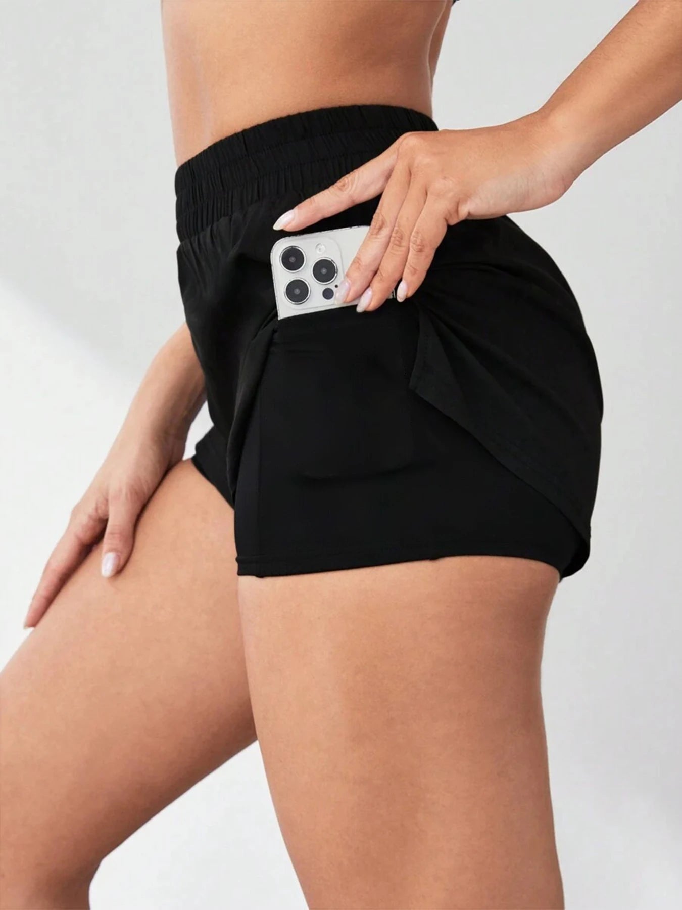 Yoga Anti-Exposure Shorts Faux Two-Piece Style Running Fitness Pants