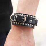 Gothic Spike Studded Leather Bracelets Black Punk Rock Jewelry