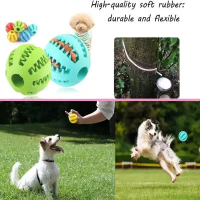 Interactive Dog Toy Ball for Chewing and Treat Feeding in Rubber