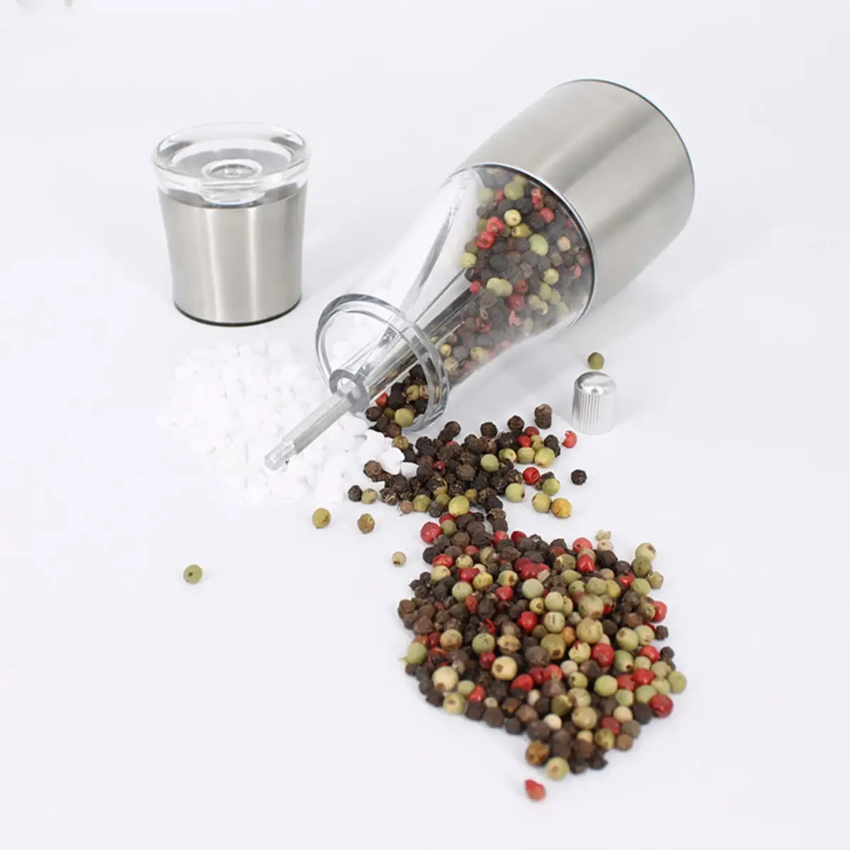 2-in-1 Stainless Steel Salt and Pepper Grinder Adjustable and Refillable