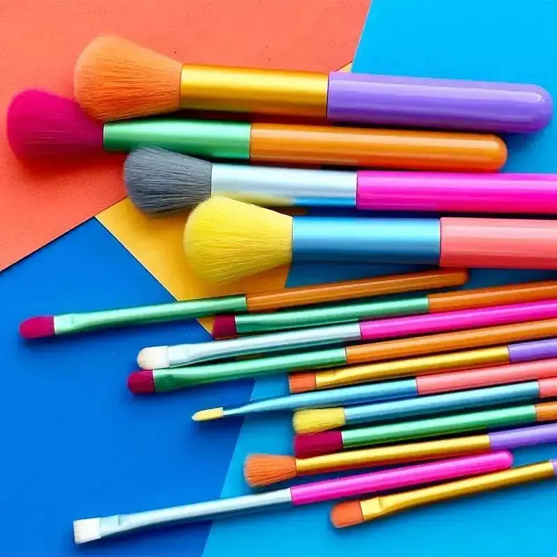 Rainbow Color Makeup Brush Set – 15-Piece Professional Makeup Brushes