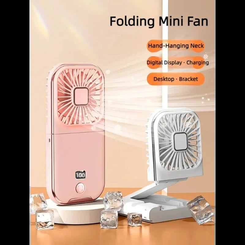 Rotary Vane Foldable Mini Neck Fan Natural Wind for Sports Portable Cooler
