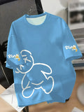 Cartoon Bear Print Cotton T Shirt Casual Summer Style