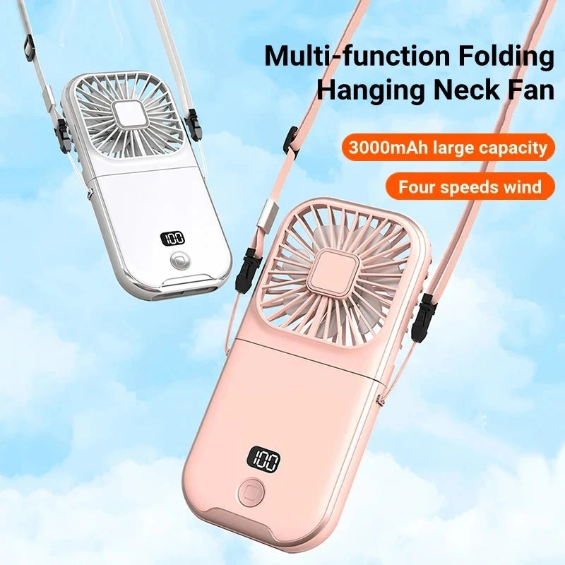 Rotary Vane Foldable Mini Neck Fan Natural Wind for Sports Portable Cooler