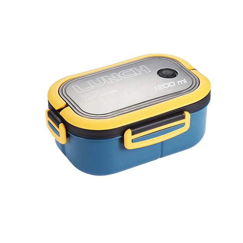 Double-layer Portable Lunch Box with Utensils for Microwave and Picnic