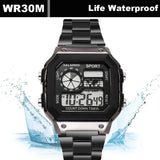 Luxury Stainless Steel Strap Sport Watches Men Military Digital Watches Waterproof Clock LED Men's Sport Wristwatch