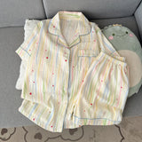 Summer Cartoon Pajamas Short Length Set Breathable Cute Homewear