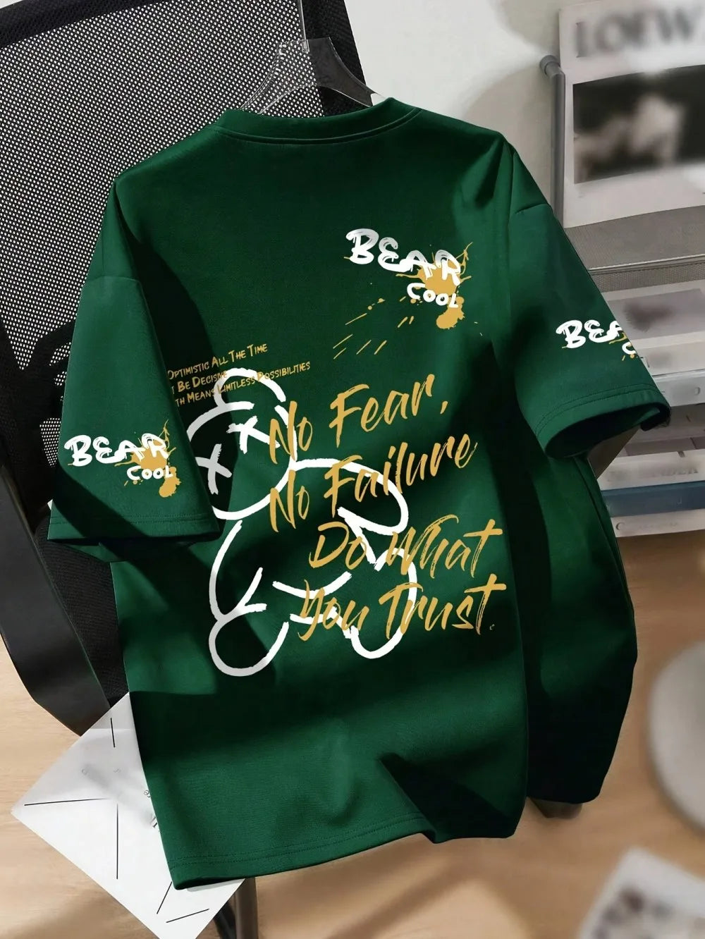 Cartoon Bear Print Cotton T Shirt Casual Summer Style