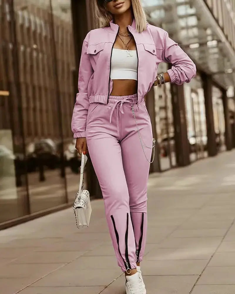 2024 Sportsuits for Women Two Piece Suits Solid Sweatshirts Long Pants Fashion Sets Autumn Winter Casual Zipper