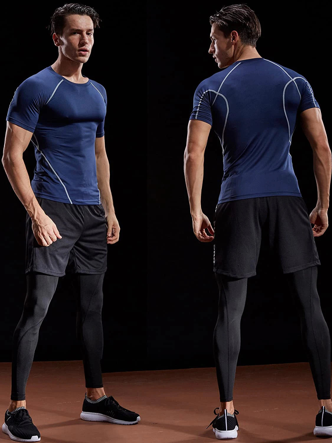 Men Summer Compression Shirt Elastic Quick Dry Gym Workout Tee