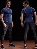 Men Summer Compression Shirt Elastic Quick Dry Gym Workout Tee