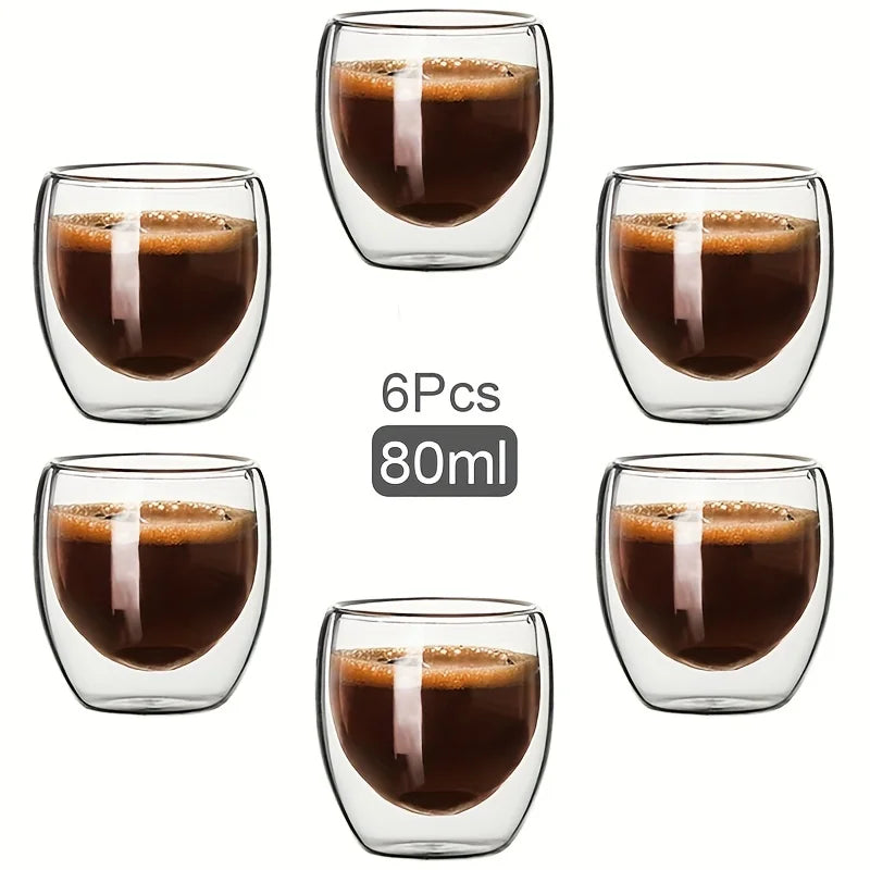 Double Wall Glass Espresso Mug Transparent Handmade Heat Insulated Drinkware