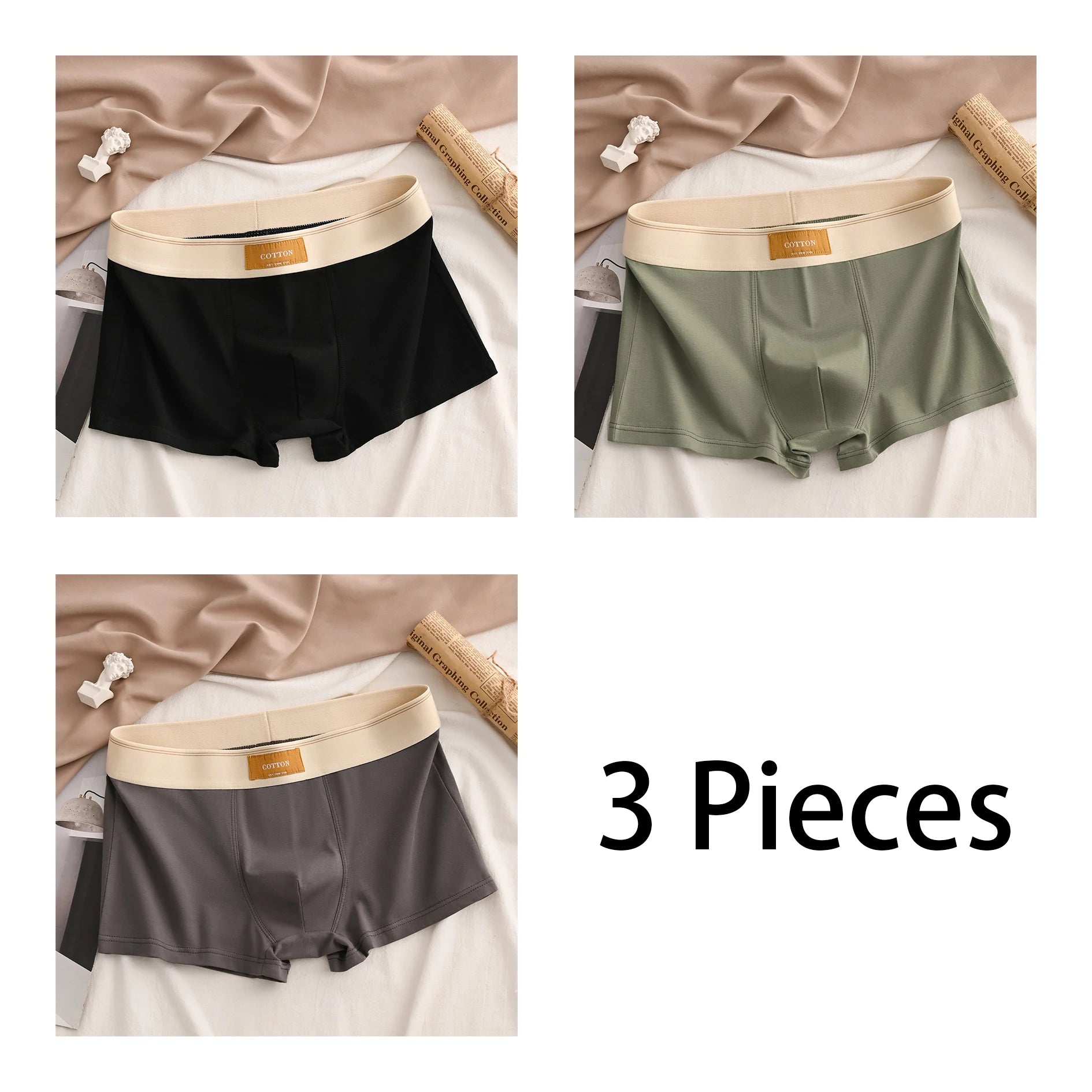 Premium Cotton Men's Boxer Briefs Soft Breathable Sport Style