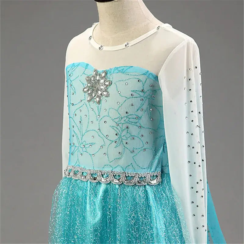 Elsa Costume for Girls – Long Sleeve Princess Dress for Cosplay