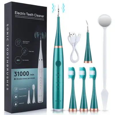 Home Electric Teeth Whitening Sonic Toothbrush for Stains and Calculus - Green Color