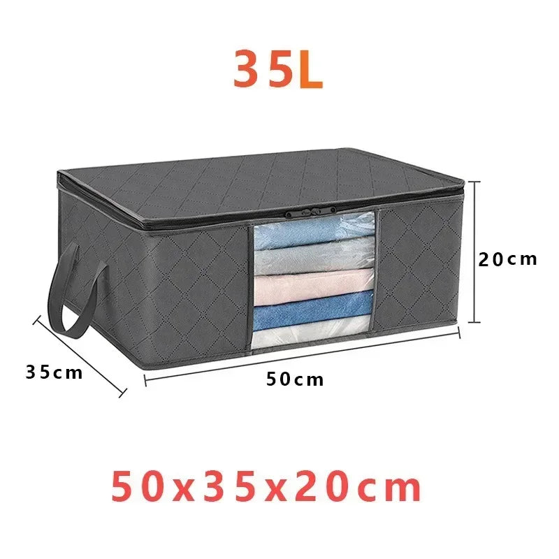 Clothes Storage Bag Foldable 3 Layer Fabric Sturdy Closet Organizer