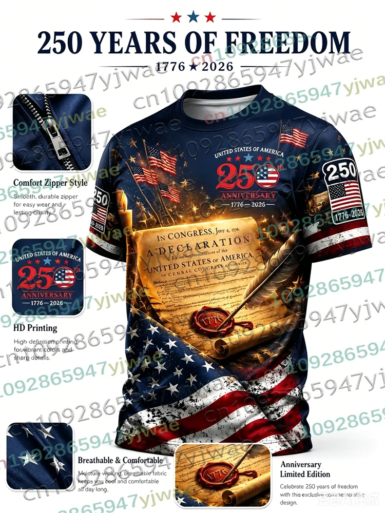 America 250th Anniversary TShirt True To Size Fit Patriotic USA Style
