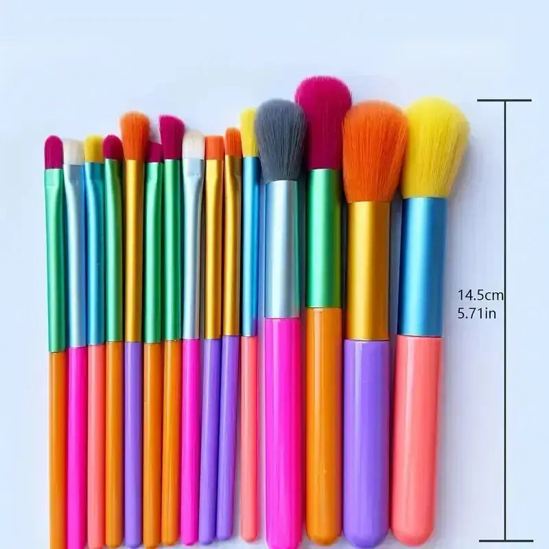 Rainbow Color Makeup Brush Set – 15-Piece Professional Makeup Brushes