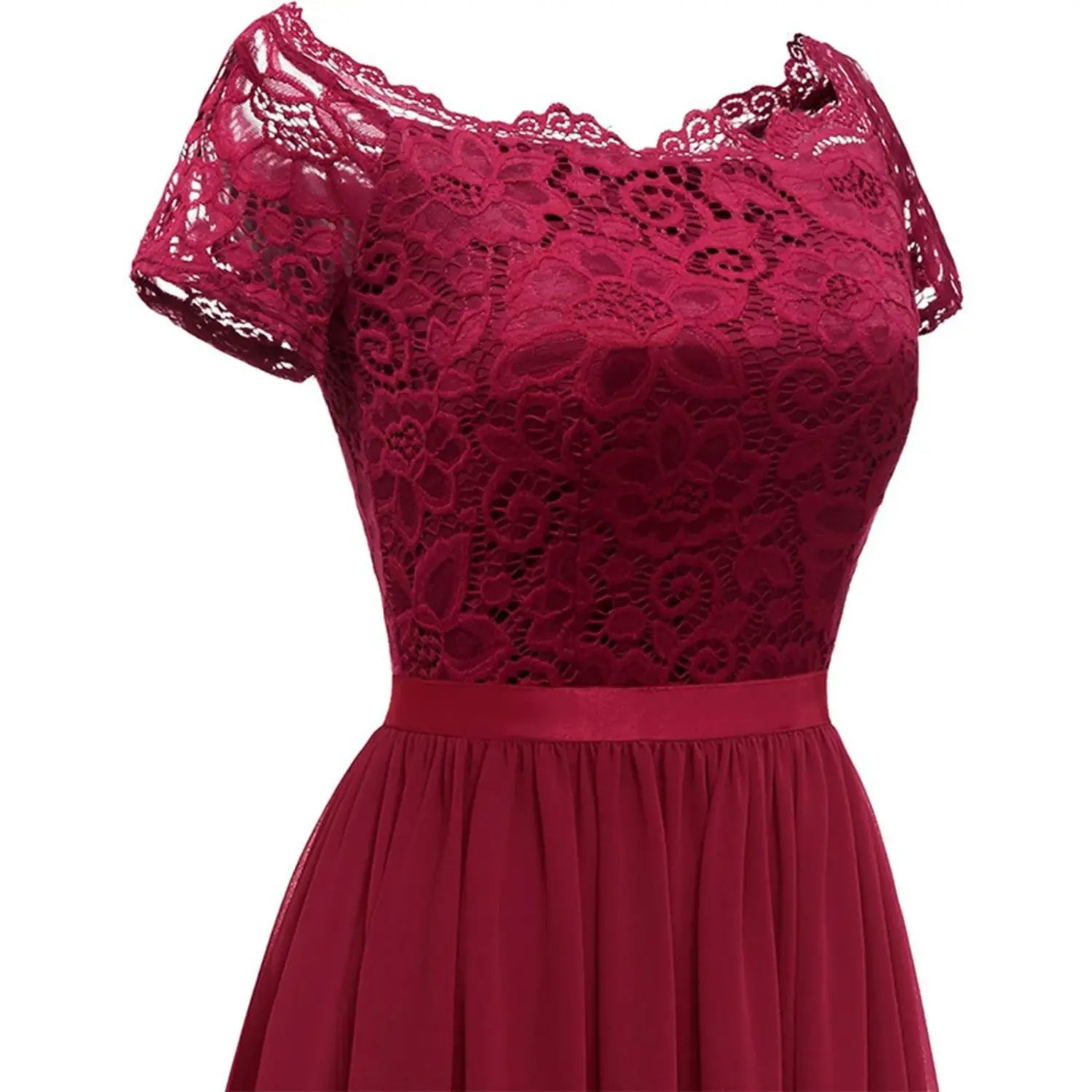 Women’s Fashion Lace Dress – Elegant One Shoulder Flare Dress